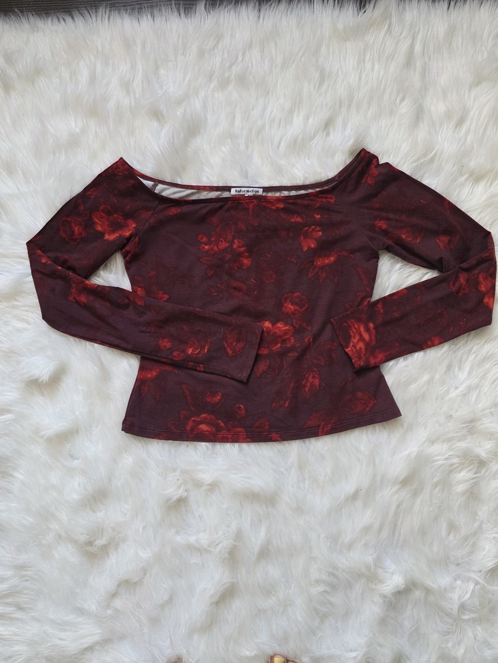 Reformation Off the Shoulder Floral Red Top - Picture 2 of 5